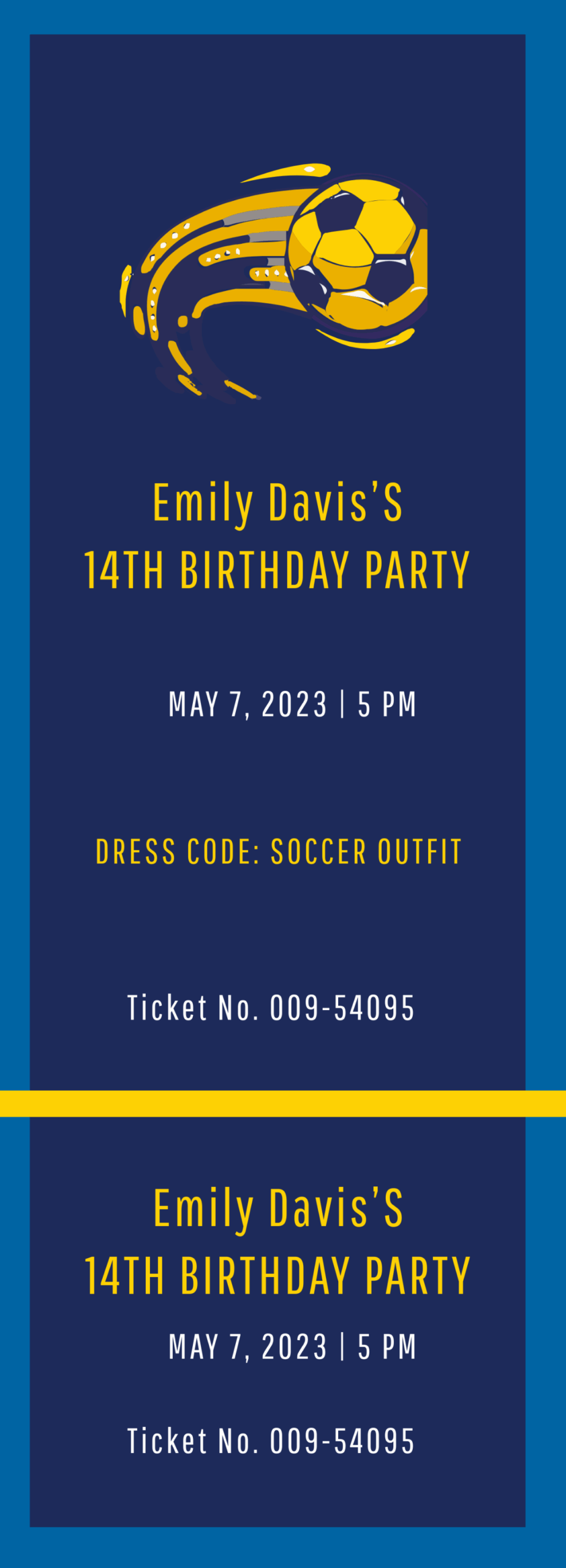 Free Soccer Birthday Invitation Ticket Template To Edit Online