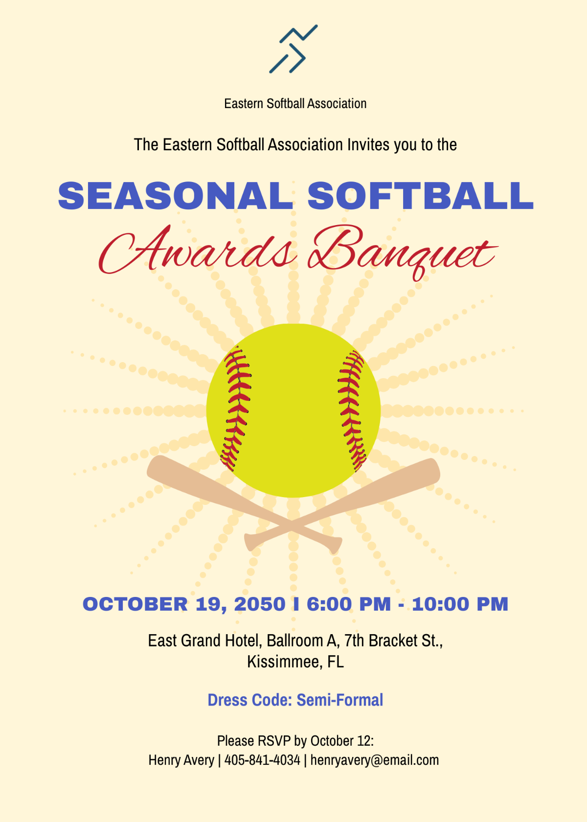 blue and gold banquet invitation template free