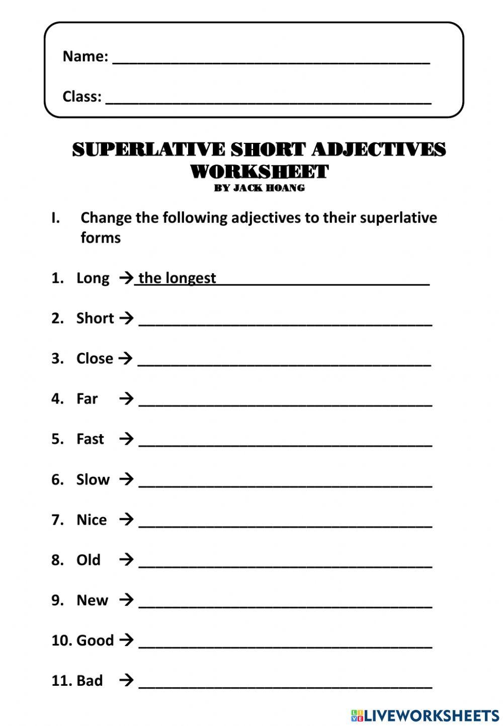adjective practice worksheet