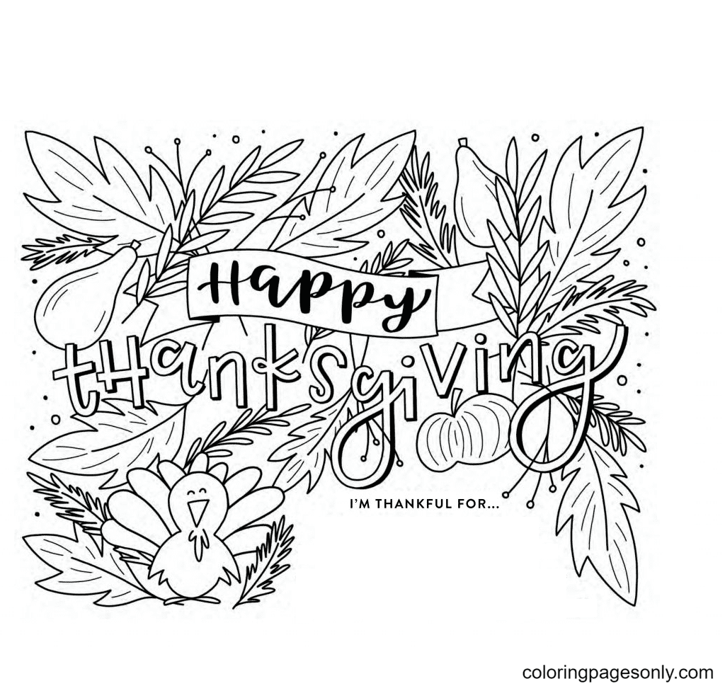 Free Thanksgiving Coloring Pages I Am Thankful For Coloring Pages 