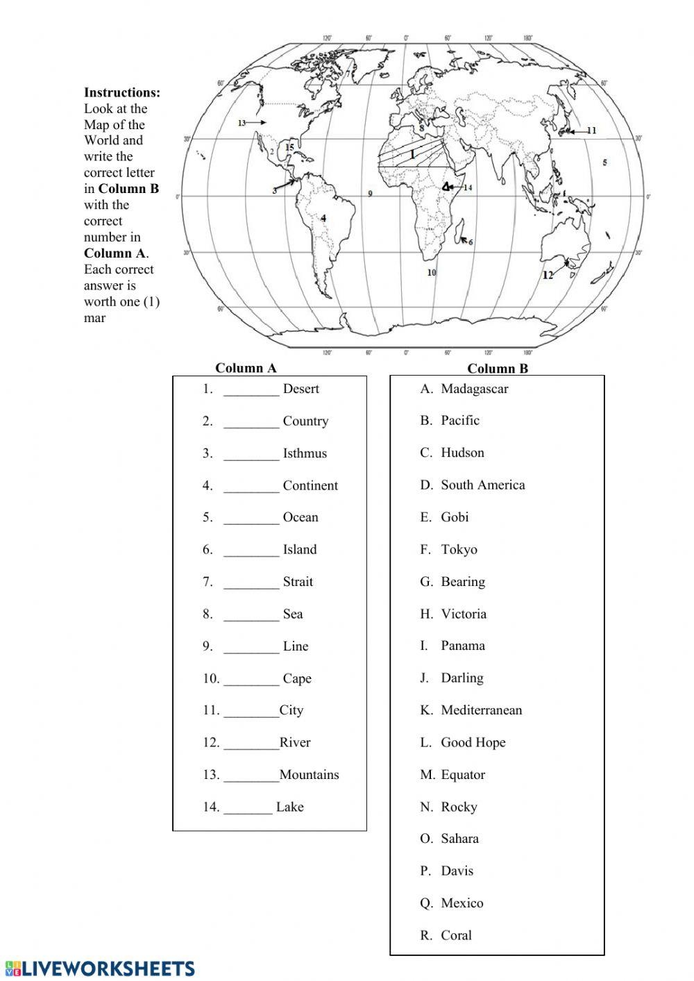 FREE The Mens World Cup Map Worksheet The World Cup Map 