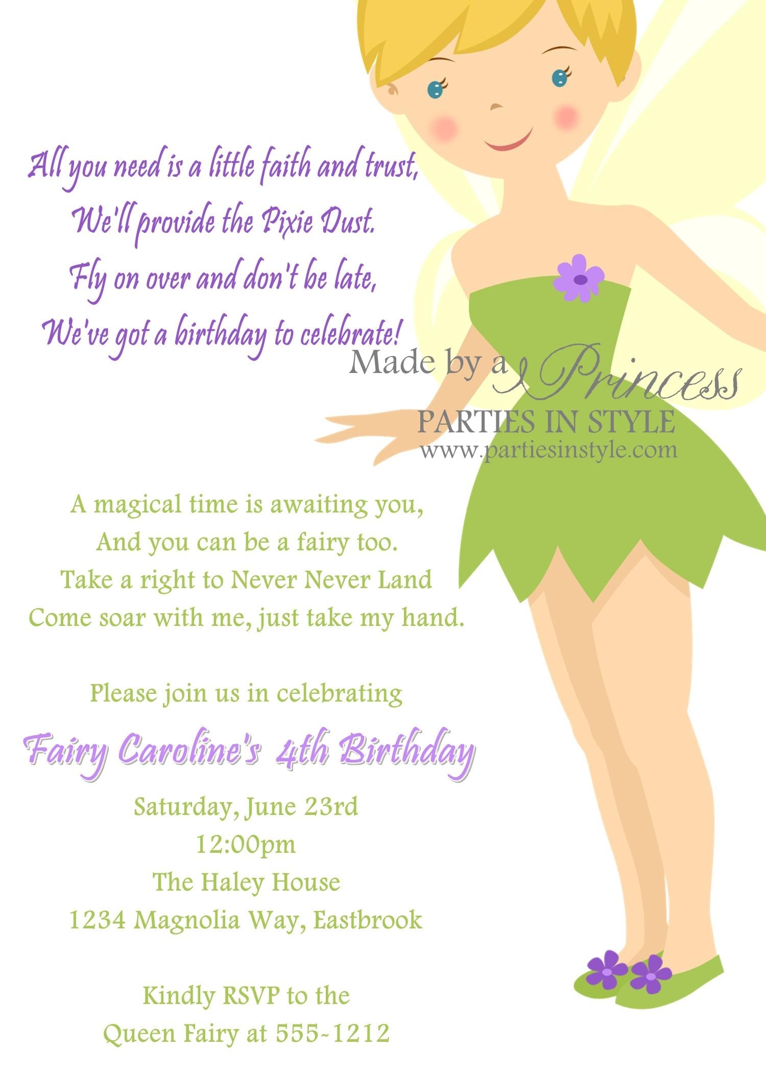 blank tinkerbell invitation template