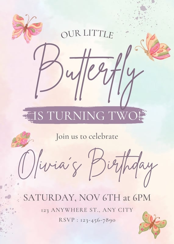 Free To Edit And Print Butterfly Invitation Templates Canva