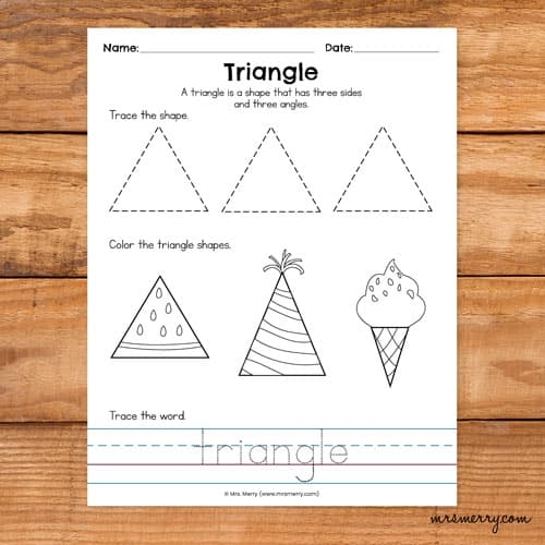 Free Triangle Shapes Worksheet For Preschool Worksheets Library