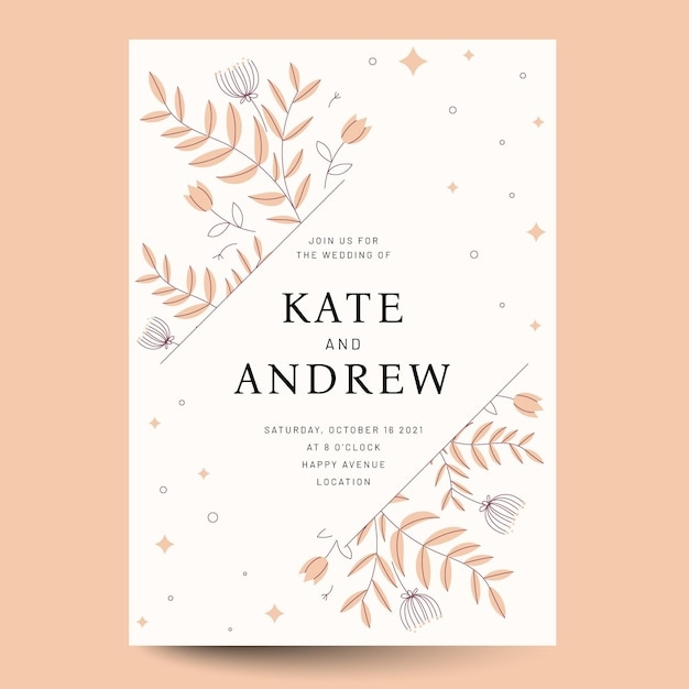 Free Vector Boho Wedding Invitation Template
