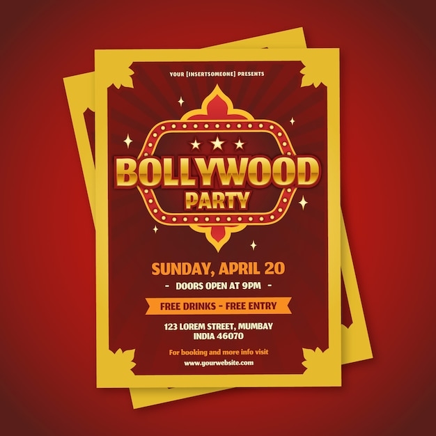 Free Vector Bollywood Party Poster Template