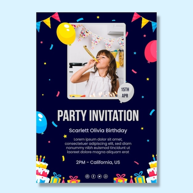 Free Vector Children 39 s Birthday Invitation Poster Template