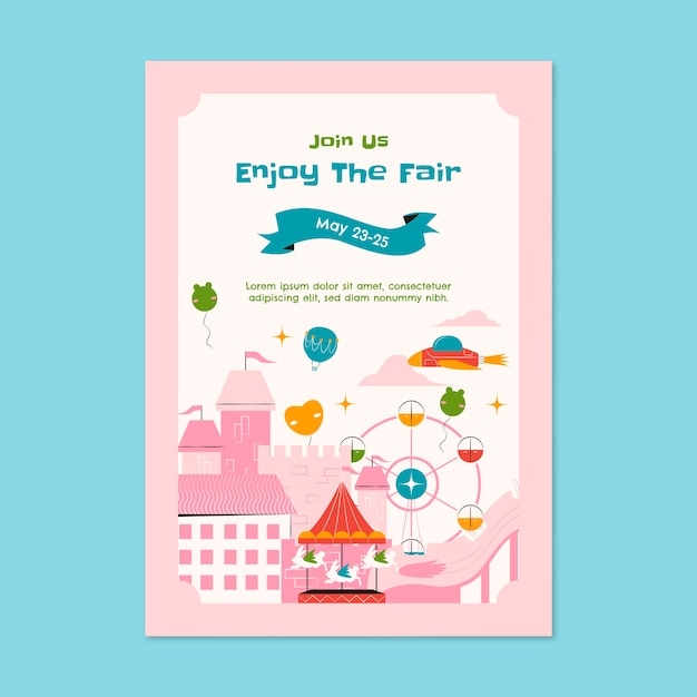 Free Vector Hand Drawn Amusement Park Invitation Template