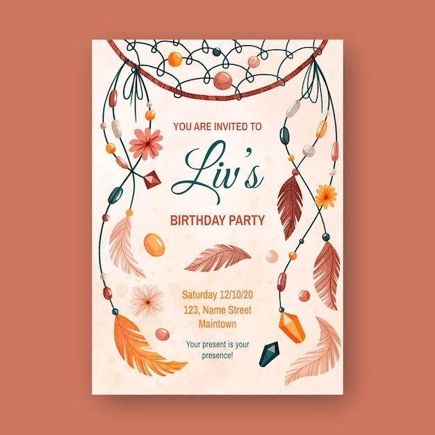 boho birthday invitation template free