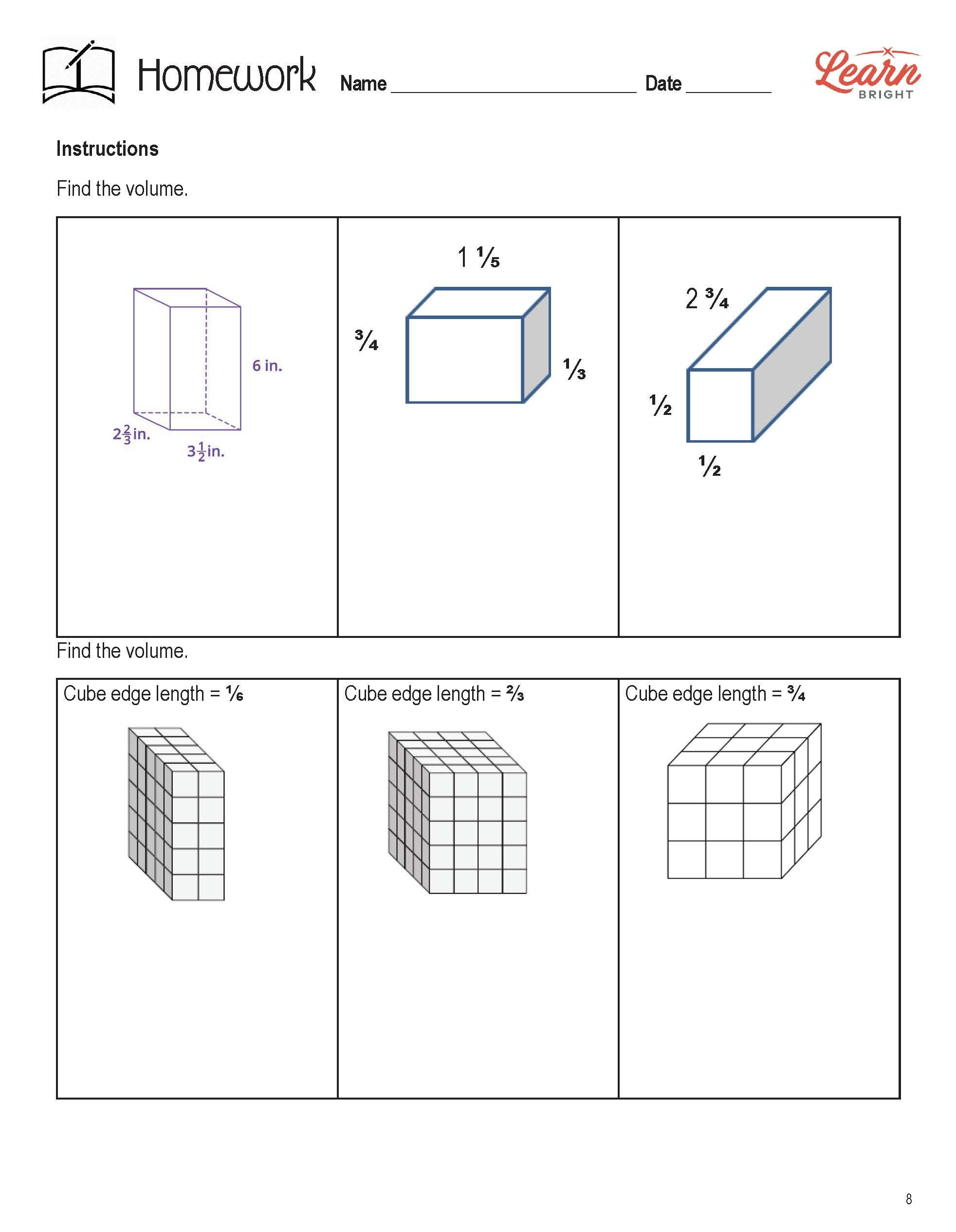 5th grade volume of rectangular prism worksheet pdf