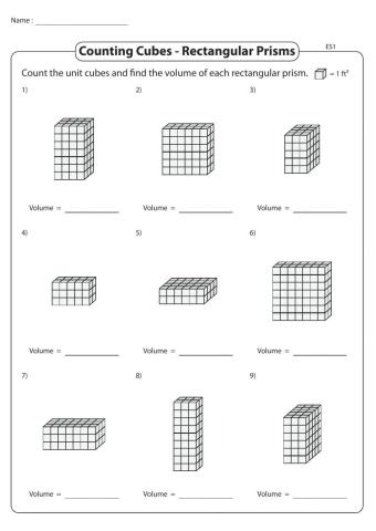 volume worksheets rectangular prism