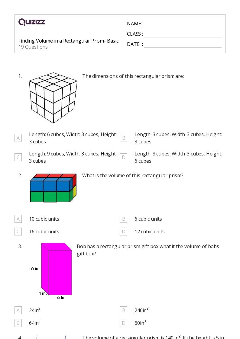 Free Volume Rectangular Prism Worksheet Answers Download Free Volume 