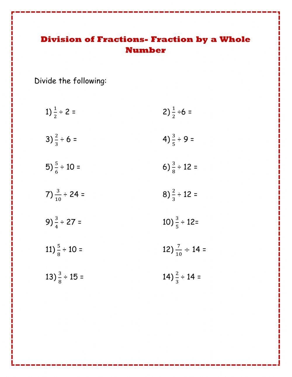 Free Whole Number Divided By Fraction Worksheet Download Free Whole 
