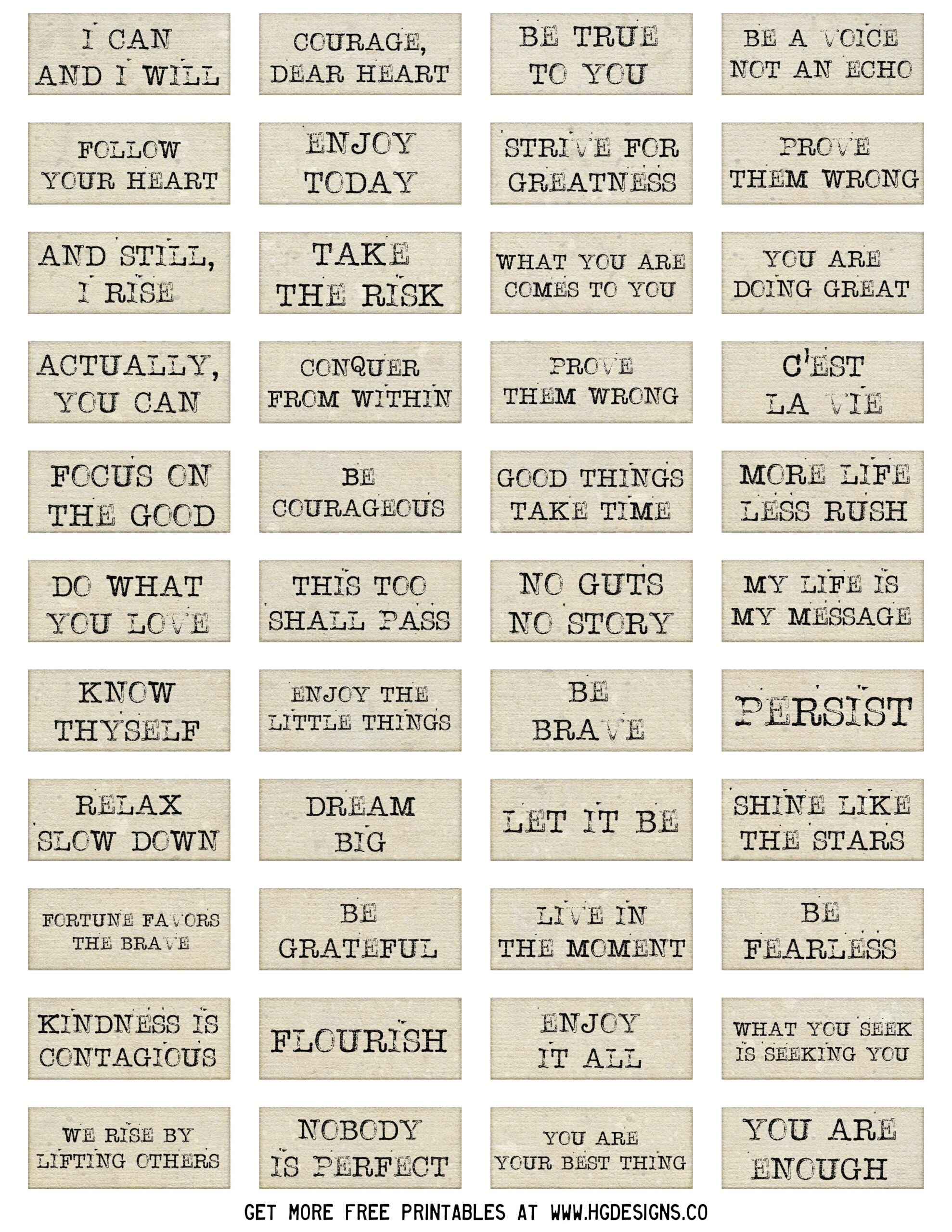 Freebie Printable Words Collage Sheet HG Designs