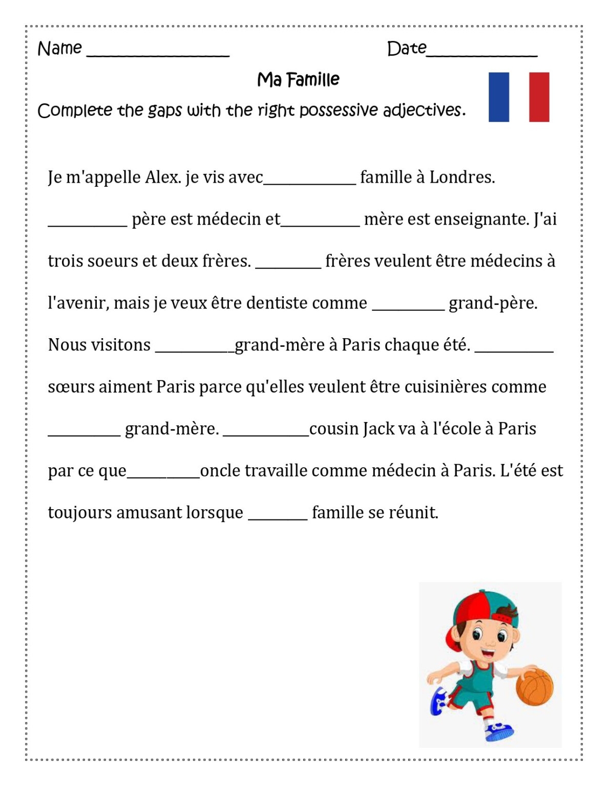 French Adjective Practice Worksheet Adjectiveworksheets