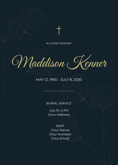Funeral Burial Invitation Card Template Edit Online Download 