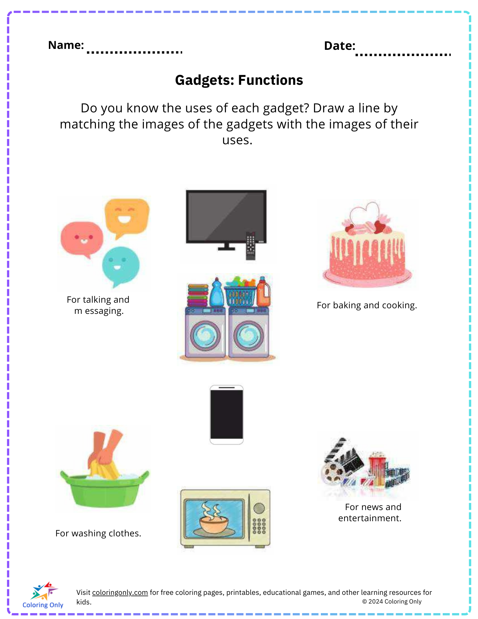 Gadgets Functions Free Printable Worksheet