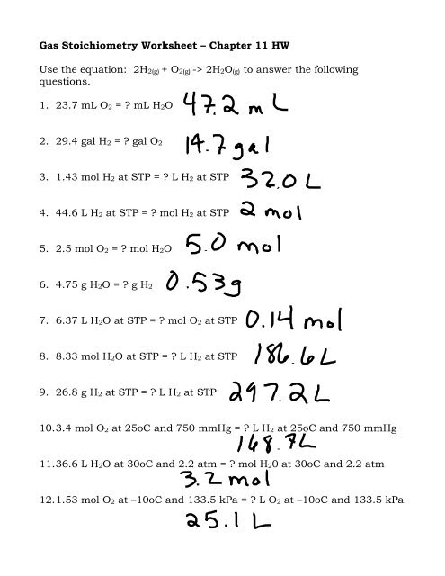 Gas Stoichiometry Practice Sheet Worksheet For 9th 12th Grade 