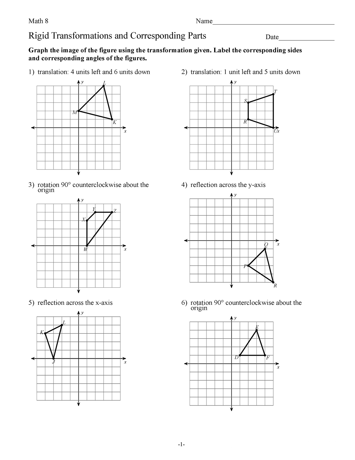Geometry Worksheets Transformations Worksheets Worksheets Library