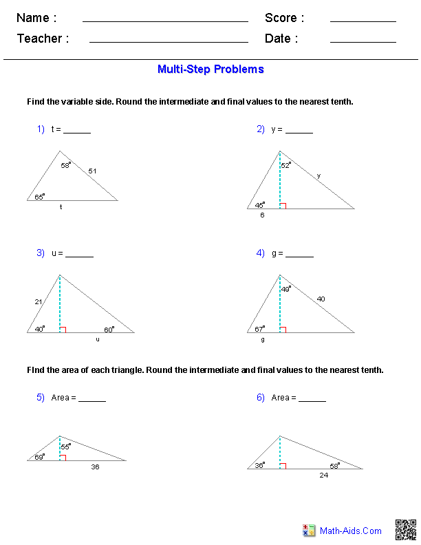 Geometry Worksheets Trigonometry Worksheets Worksheets Library
