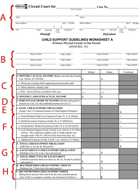 Georgia Child Support Worksheet Worksheets Library