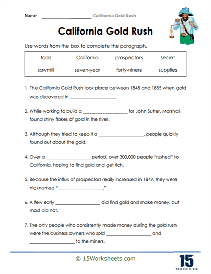 Gold Rush FREE Unit Study Peanut Butter Fish Lessons Worksheets Library