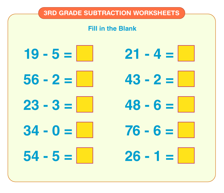 math 3rd grade subtraction worksheet