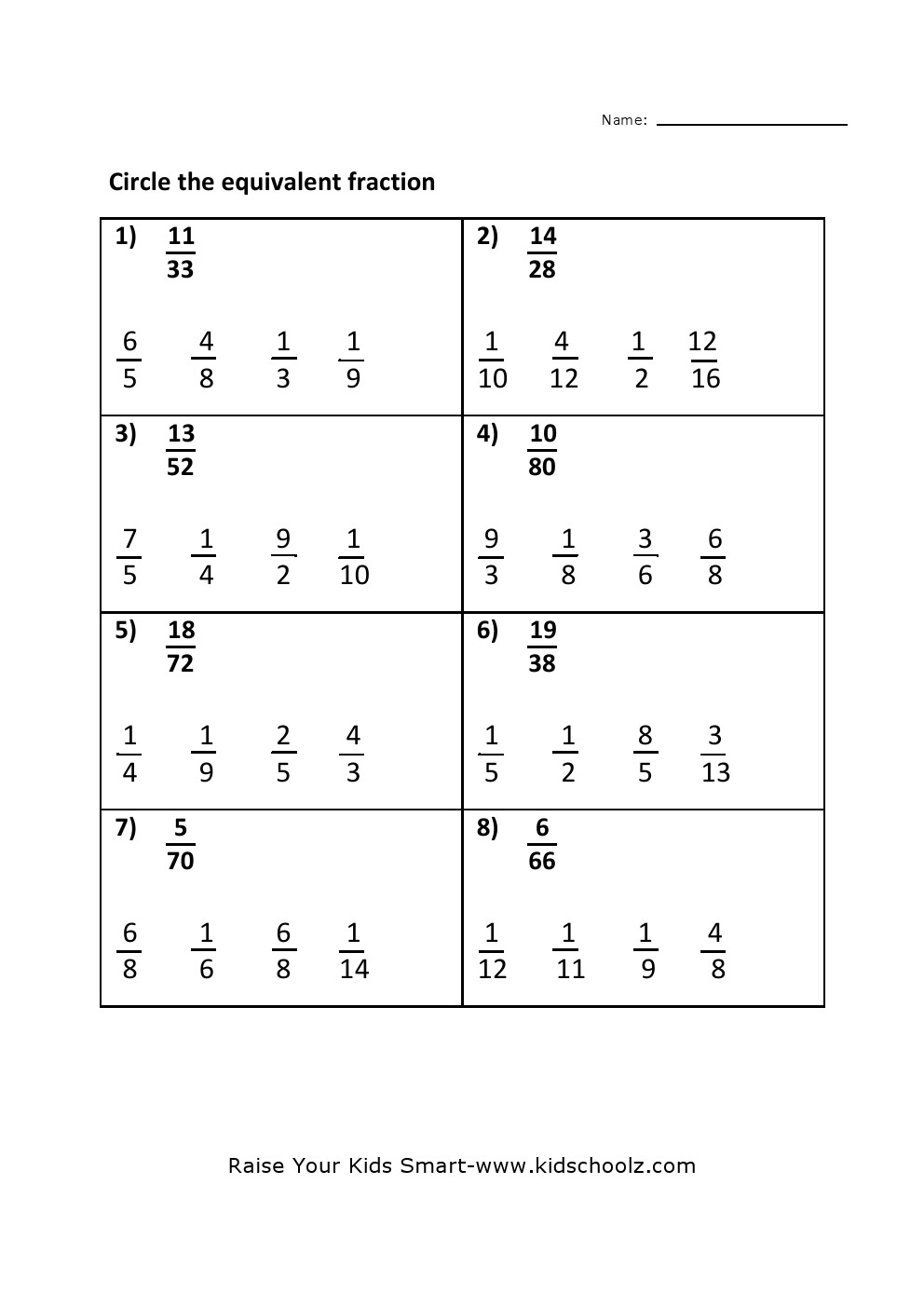 Grade 4 Equivalent Fraction Worksheet 4 Kidschoolz Worksheets Library