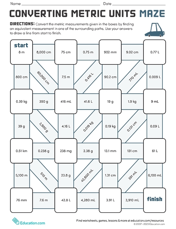 Grade 5 Worksheets Converting Between Customary And Metric Units 