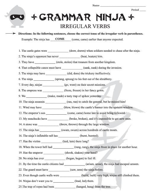 Grammar For 6th Graders Worksheets