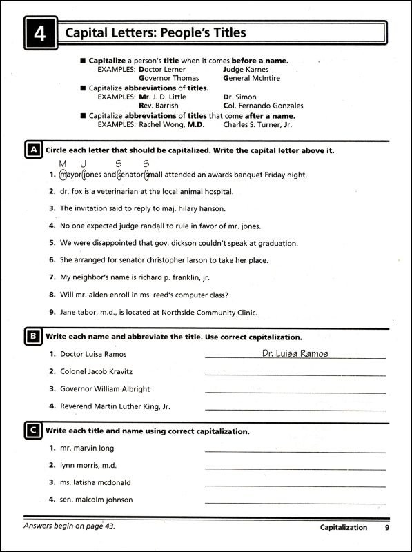 Grammar Worksheets Middle School