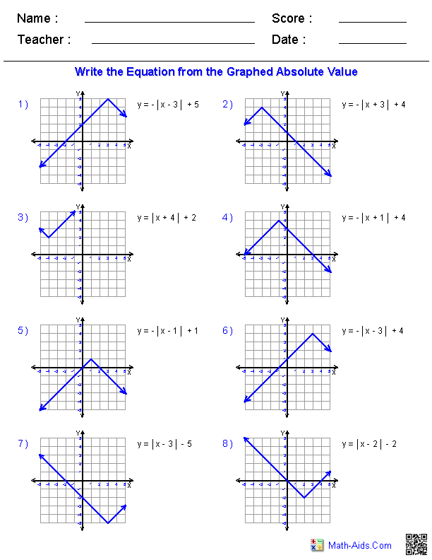 Graphing Absolute Value Equations Worksheet Equations Worksheets