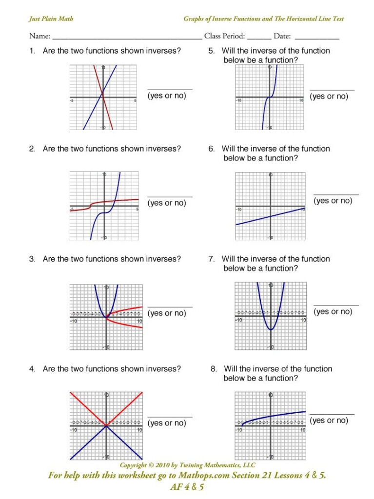 Graphing Inverse Functions Worksheet With Answers Worksheet Function 