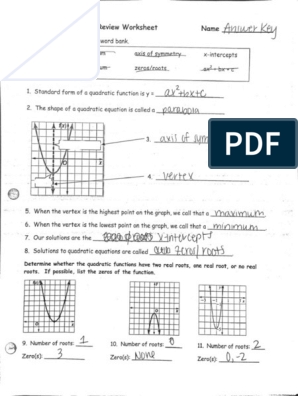 graphing quadratics worksheet