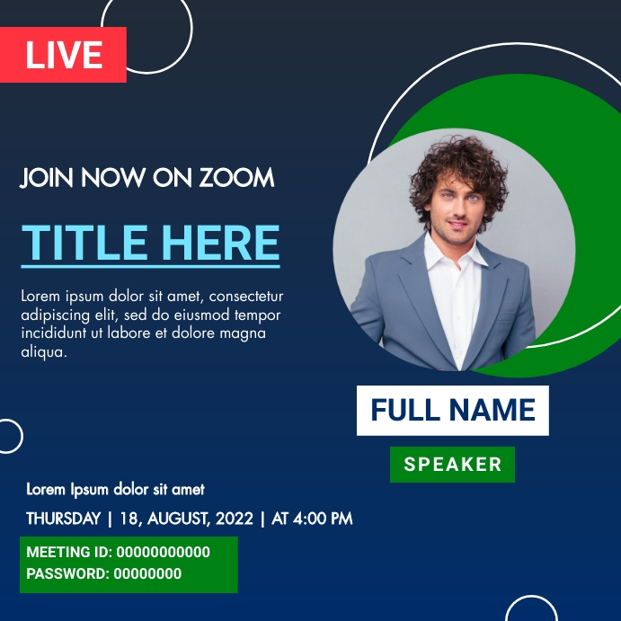 Guest Speaker Meeting Greeting Zoom Invitation Session Poster Template