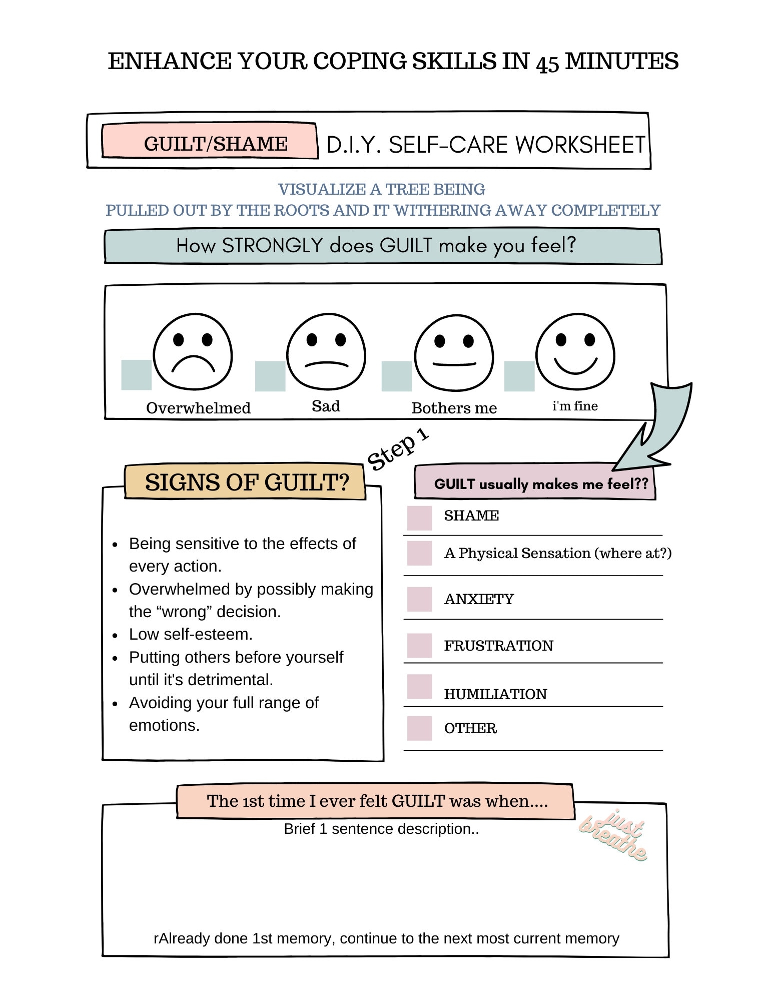 guilt and shame worksheets