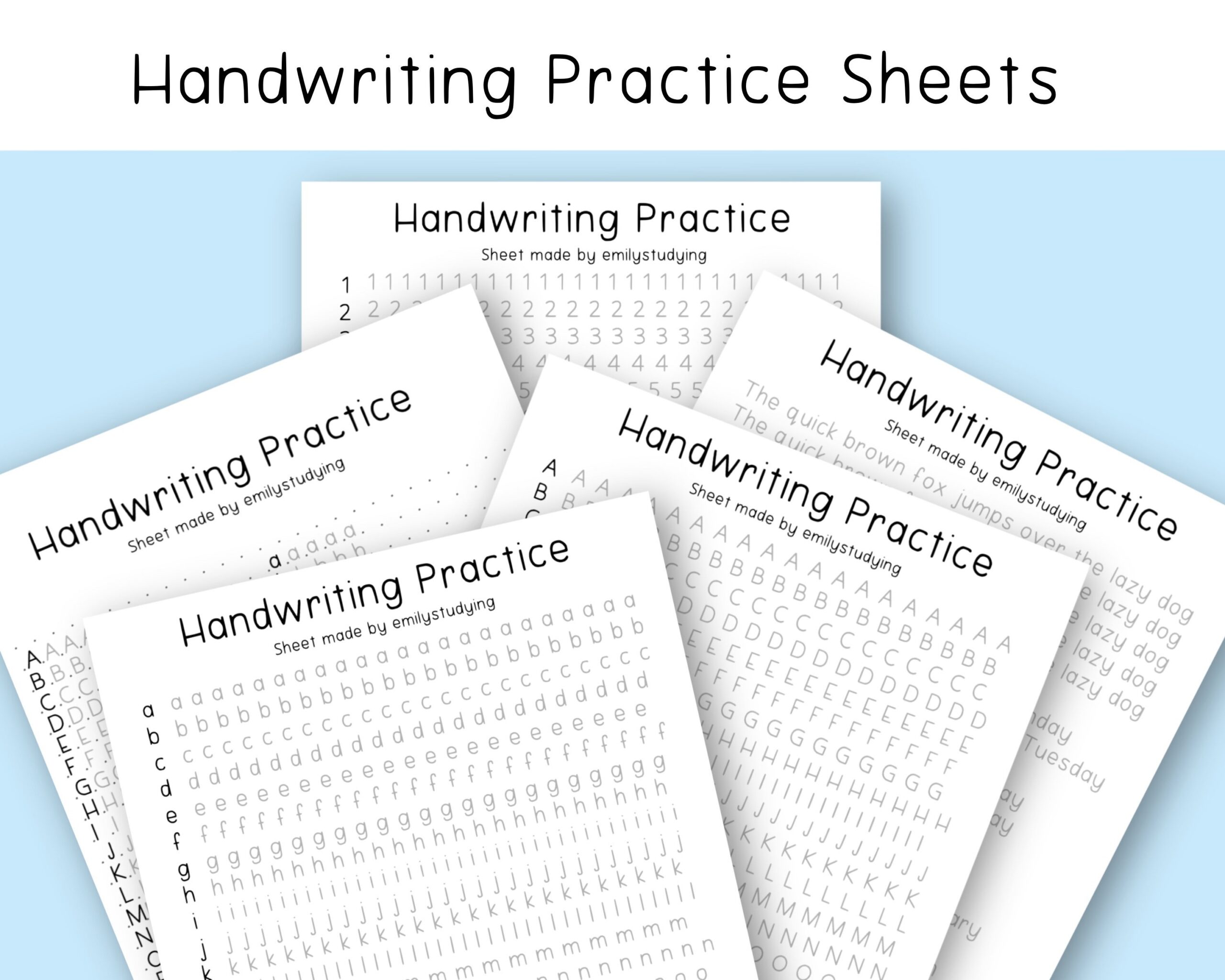 Handwriting Practice Sheets Free Handwriting Worksheets 3 Styles 