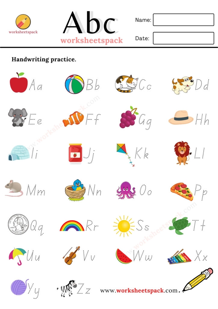 alphabet handwriting worksheets