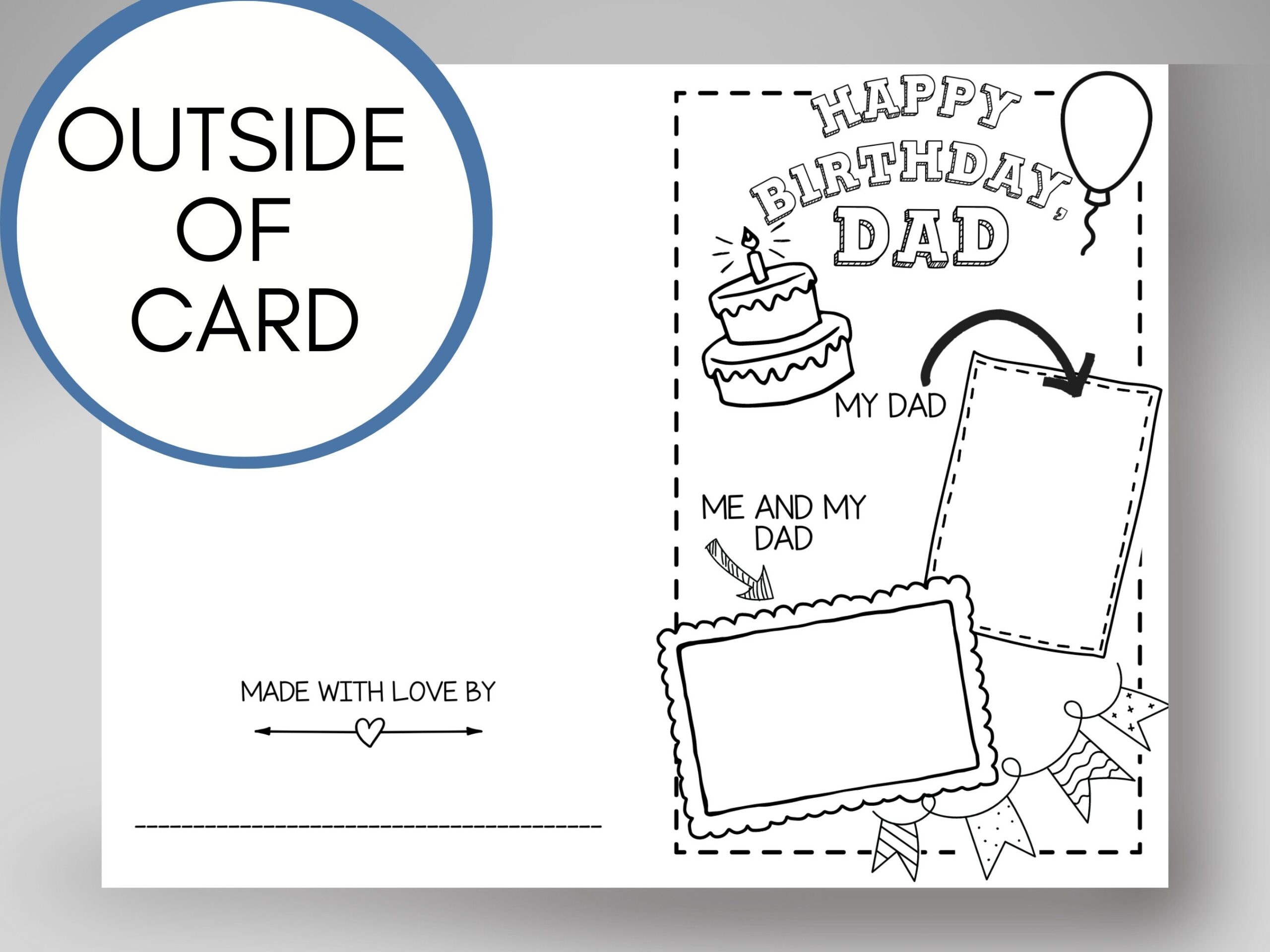 Happy Birthday Card For Dad Printable Coloring Page Father 