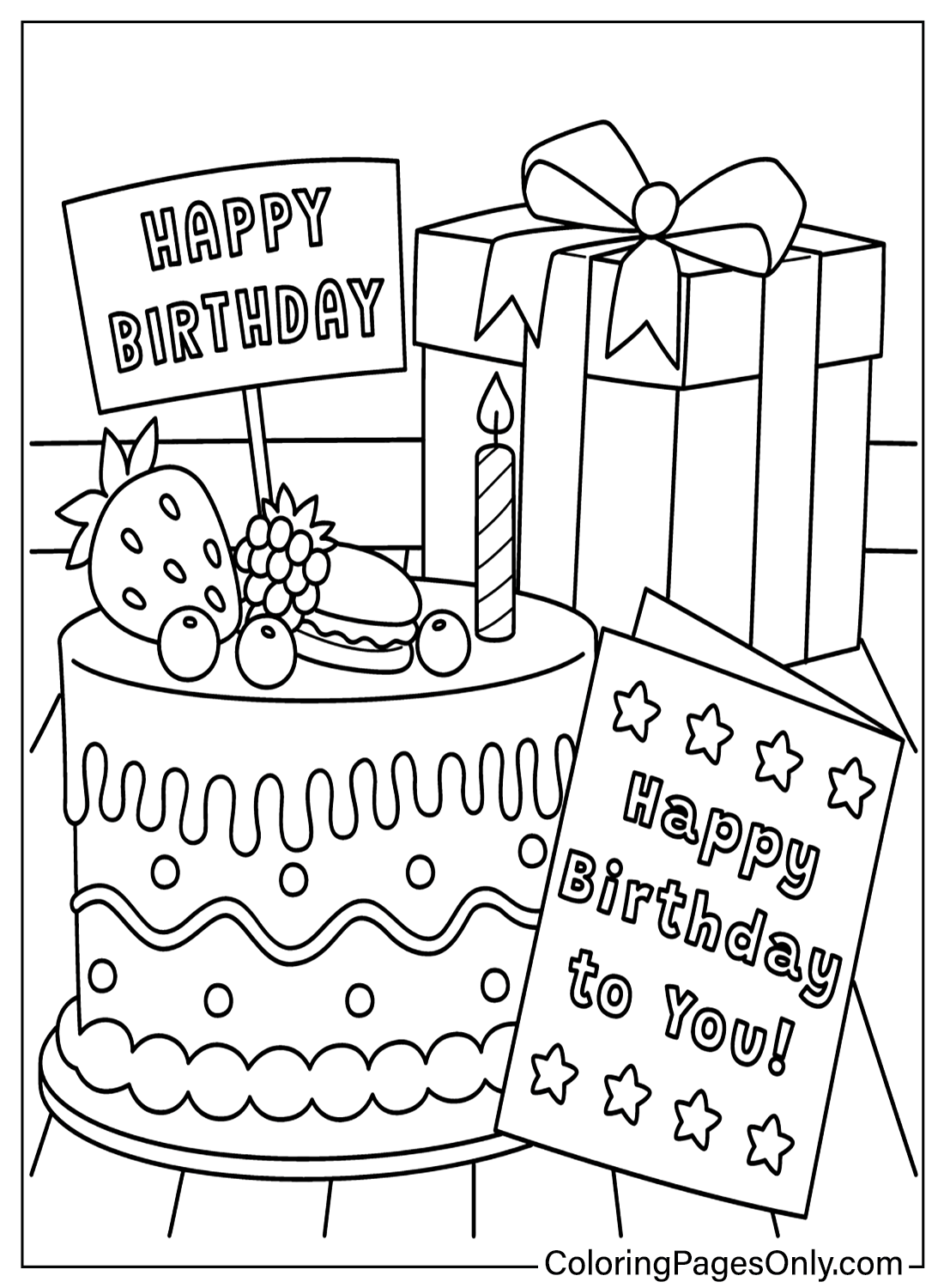 Happy Birthday Color Page Free Free Printable Coloring Pages