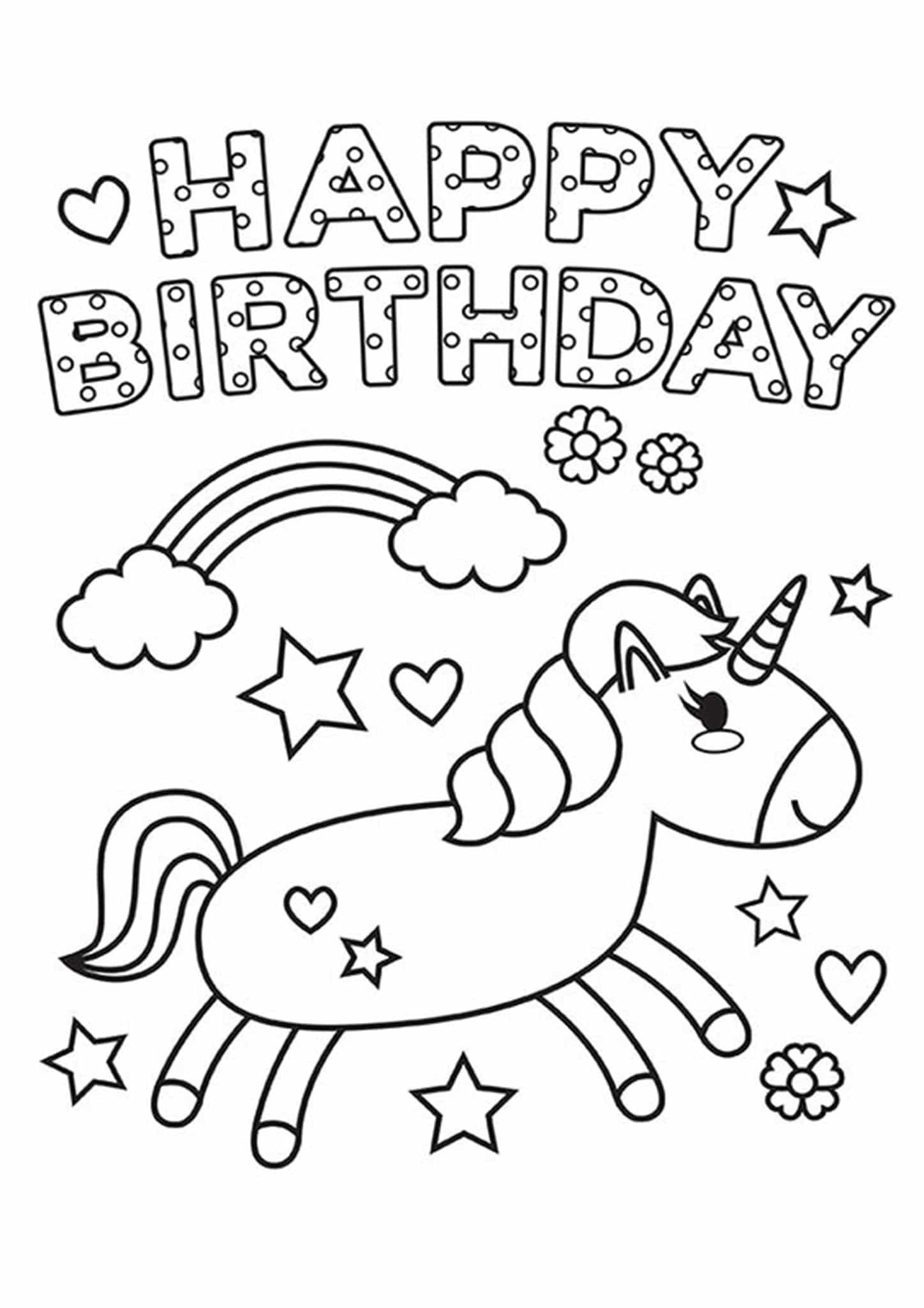 free printable happy birthday coloring page