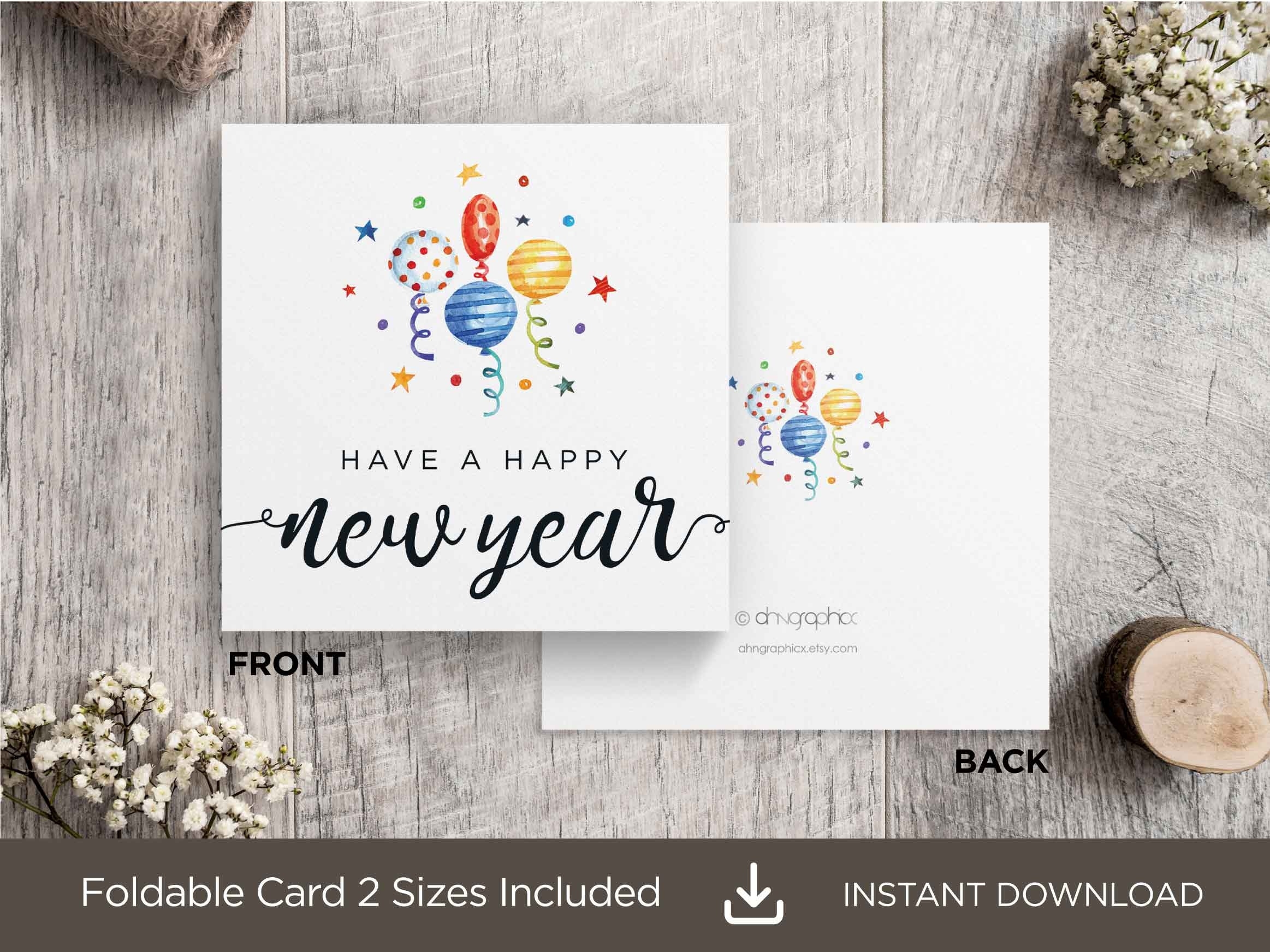 Happy New Year Printable Card Printable New Year Cards New Year 