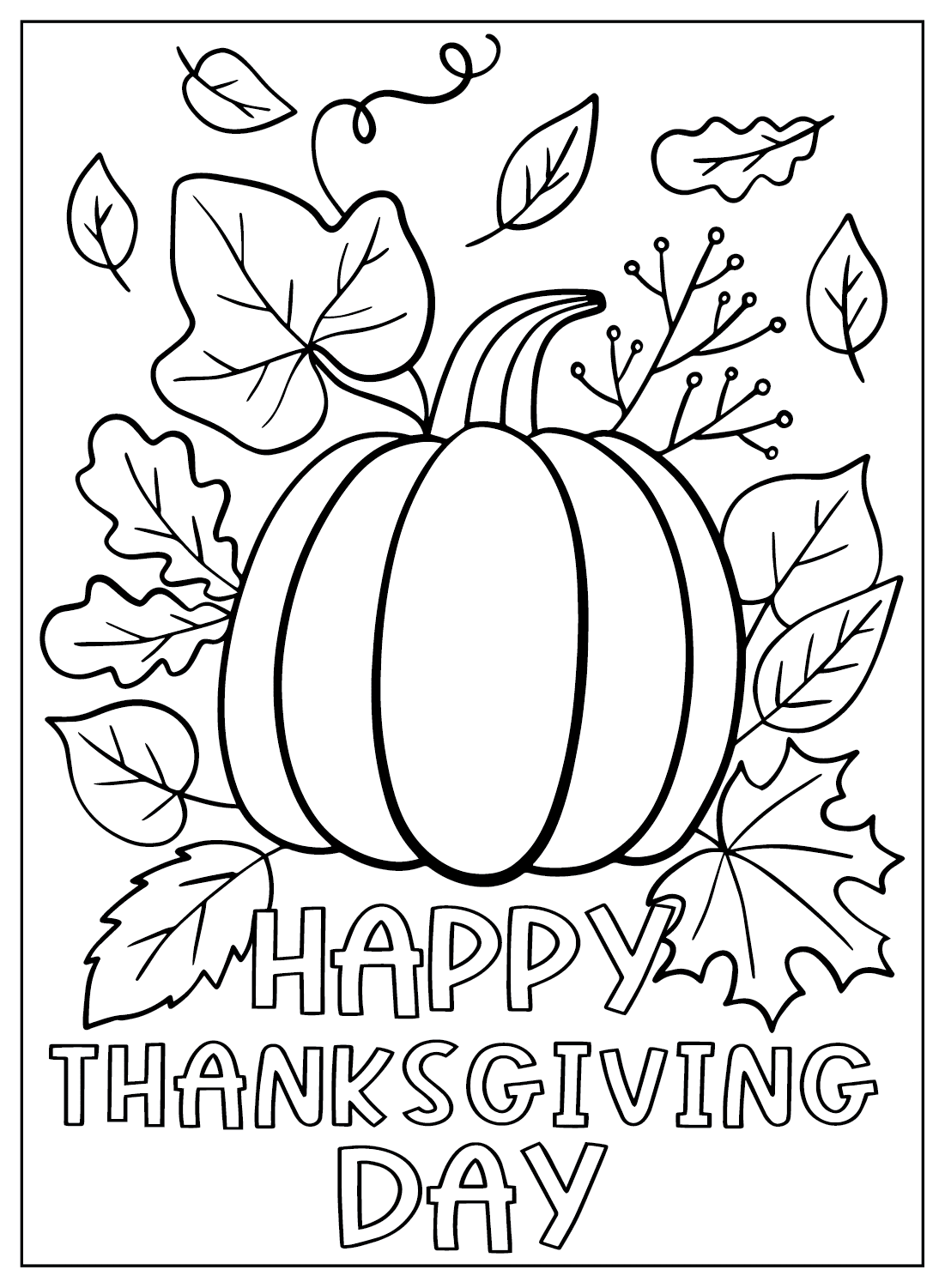 Happy Thanksgiving Color Page Free Printable Coloring Pages
