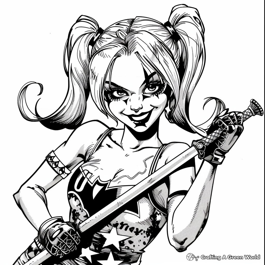 Harley Quinn Coloring Pages Free Printable Worksheets Library