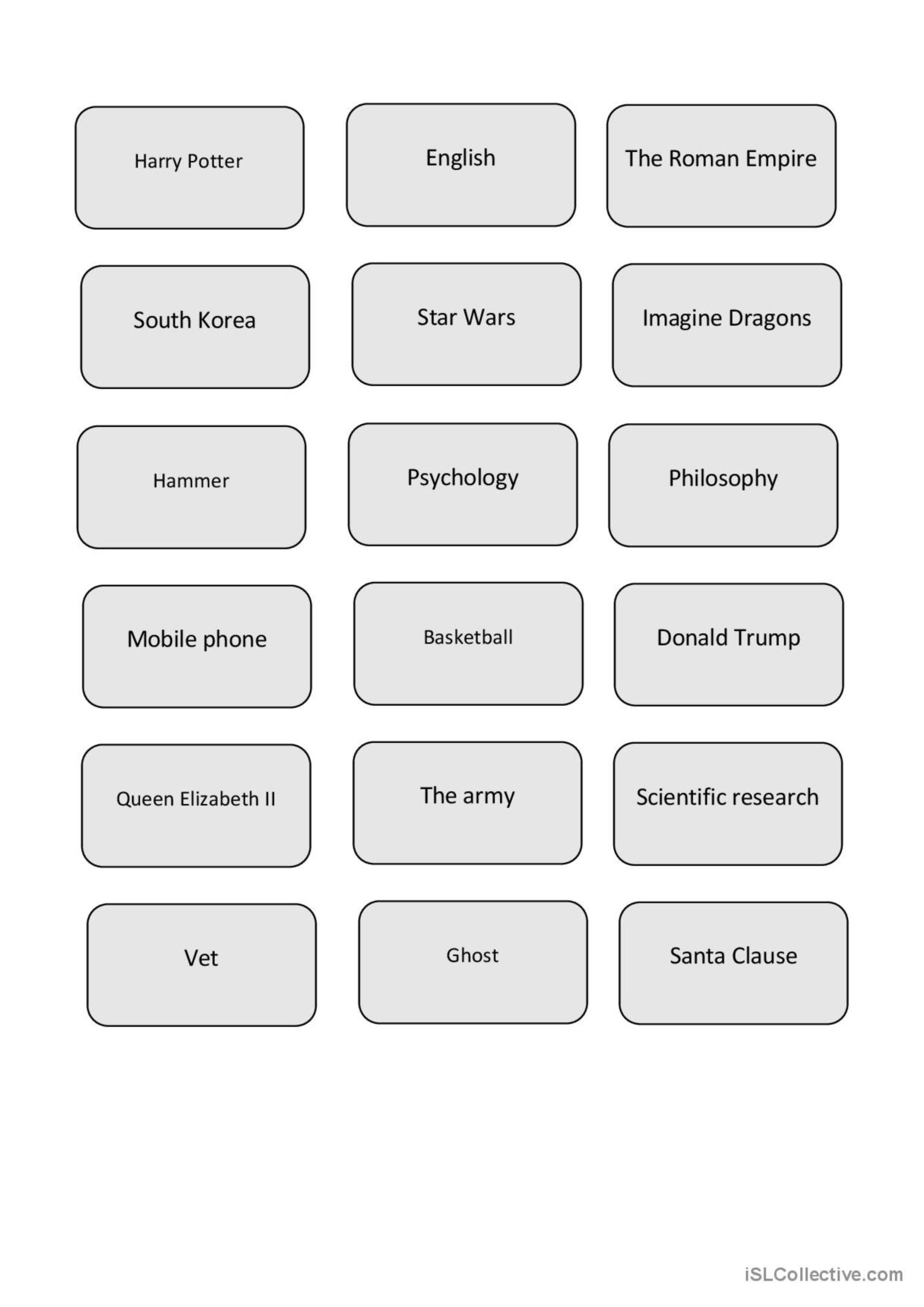 Heads Up Articulate Game Cards English ESL Worksheets Pdf Doc