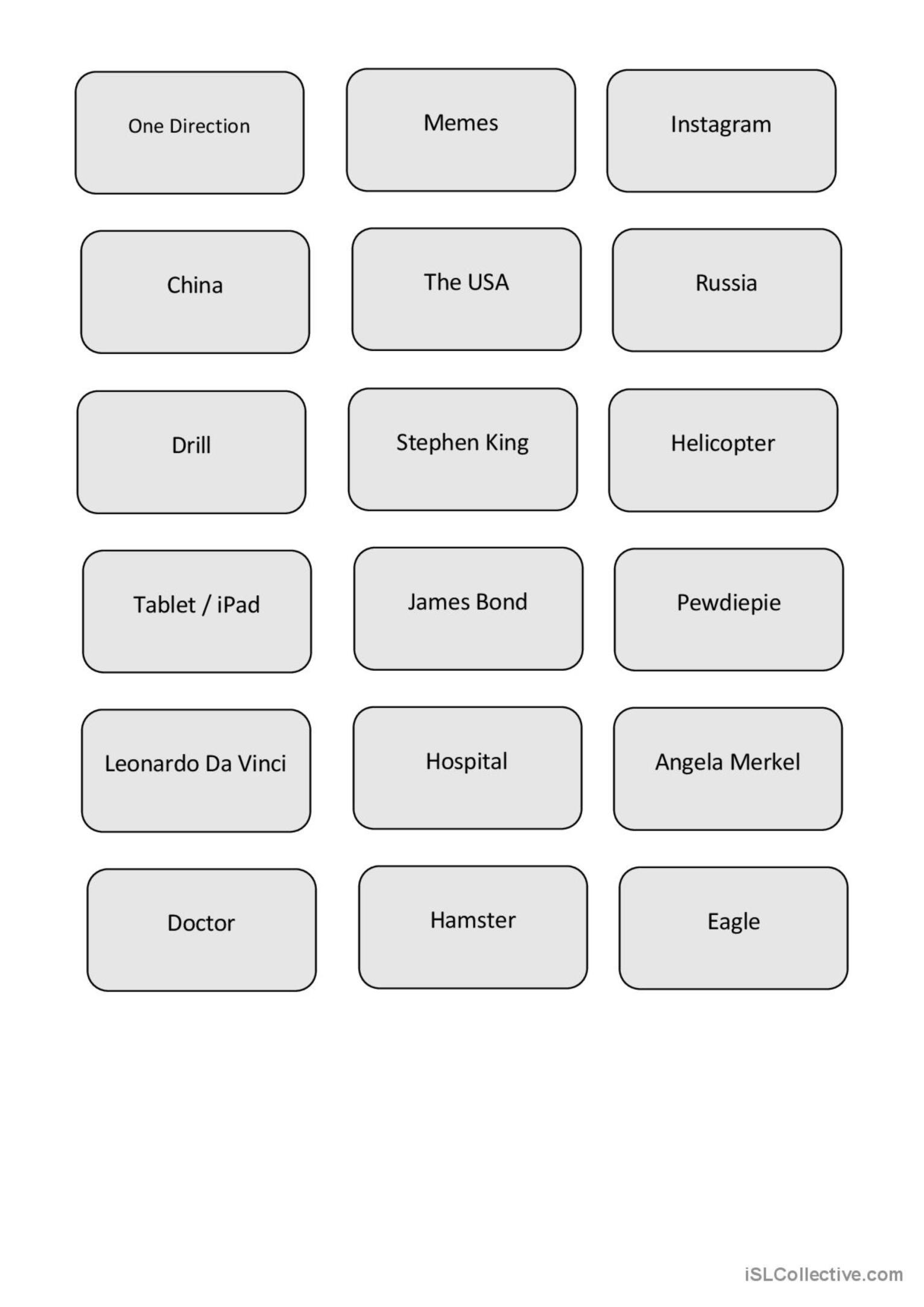 Heads Up Articulate Game Cards English ESL Worksheets Pdf Doc