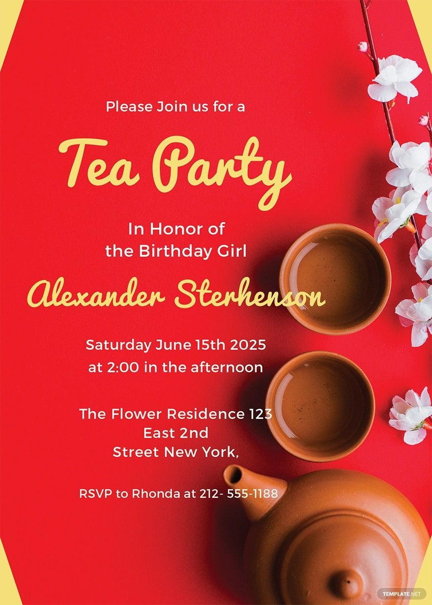 blank tea party invitation template
