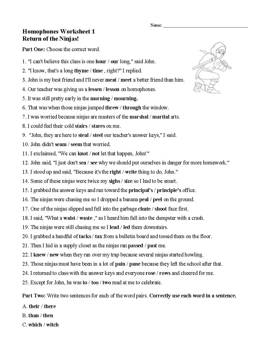 homophone worksheet