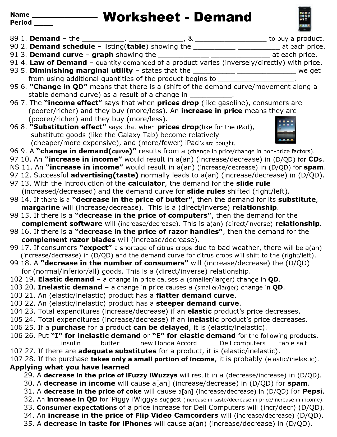 How Do Supply And Demand Affect Prices Worksheet Education 