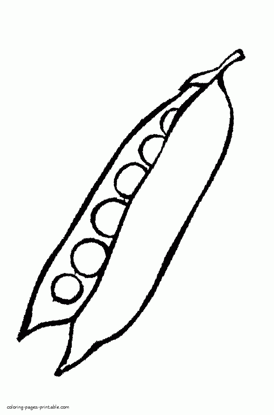 Hudtopics Printable Vegetable Peas Coloring Page
